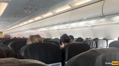 Stewardess nearly caught sucking my cock on the plane