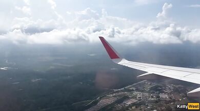 Stewardess nearly caught sucking my cock on the plane