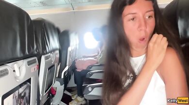 Stewardess nearly caught sucking my cock on the plane