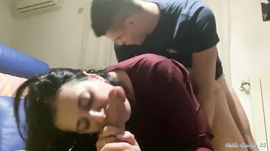 My friend's girlfriend wants two cocks deep throat sloppy and messy