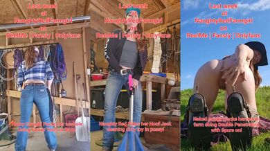 Redhead cowgirl rips her gaping asshole apart with Farrier tool