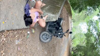 Sex on the street with a super hot Colombian deep throat and outdoor creampie