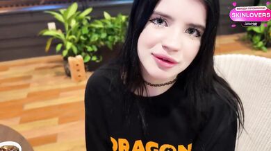 Goth slut destroyed in McDonald's toilet with big dick deepthroat and rough fucking