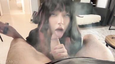 Egirl deepthroats stepdad's throbbing cock gets her tight pussy creampied raw