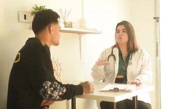 My doctor checks my low pain while her big curvy ass bends me over