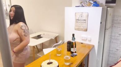 Blowing out my friend's boyfriend's candle with a big ass latina's thick lips