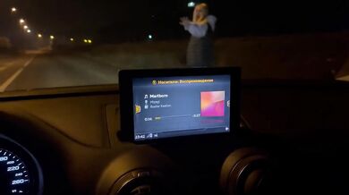 sweet blonde on highway get throat fucked deep in car