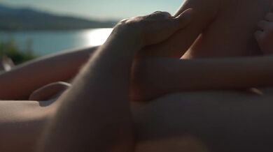 Romantic love making waterfall lovers cinematic aesthetic sex outdoors
