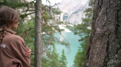 Wild forest passion intense couple making love outdoor romantic cinematic