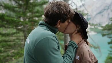 Wild forest passion intense couple making love outdoor romantic cinematic
