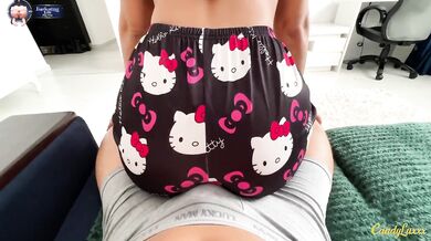 Cum dripping Hello Kitty pajamas fucked raw big booty brunette