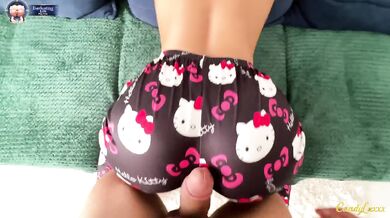 Cum dripping Hello Kitty pajamas fucked raw big booty brunette
