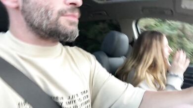 Twink shattered in car by busty girl and monster cock
