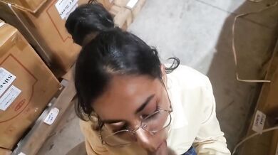 Boss destroys secretary in warehouse her big ass claps while cum drips