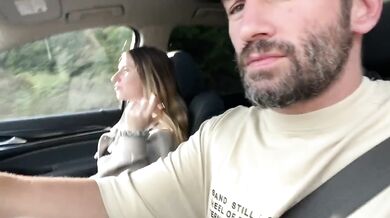 Cruised this cute guy picked up hitchhiking then my girlfriend rode his monster cock raw in the car