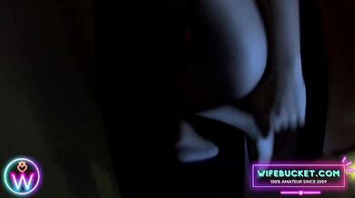 Brunette wife bends backwards moaning as wet pussy gets stuffed hard in POV
