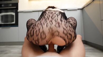 Stepmom caught stepson in fishnets riding his huge cock raw ass deepthroat cum on face