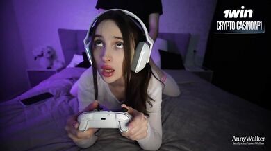 Rough doggy BJ while teen gamer gets throat fucked POV
