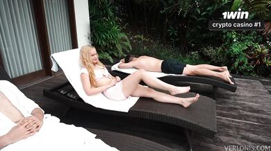 Hot vacation turns wife into cheating while husband relaxes and watches her get fucked raw