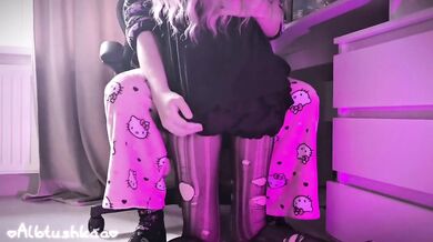 Torn tights stuffed thick dick alt girl gagging on donation