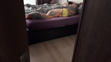 Stepfather's brutal threesome anal gangbang with huge cock and gagging