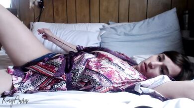 Quietly cumming by myself with my huge natural tits squirming on a rainy day