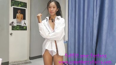 18 year old cute boss gets her tight throat wrecked in POV blowjob