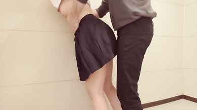 Creampie in JK uniform after school standing fuck in classroom