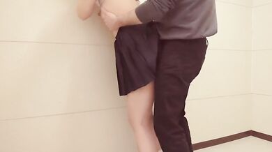 Creampie in JK uniform after school standing fuck in classroom