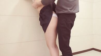 Creampie in JK uniform after school standing fuck in classroom