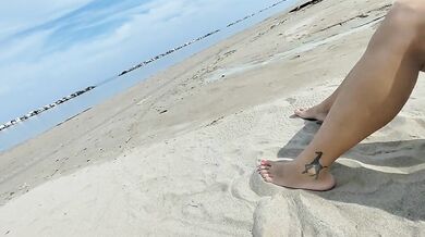 Italian Wife Gets Deepthroated on the Nudist Beach by Big Cock