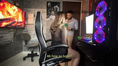 My dress and heels keep me from firing me my boss sucks his cock balls and ass