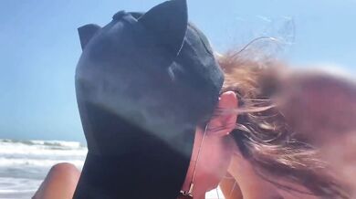 POV destroyed by beauty's sloppy wet blowjob on nude beach