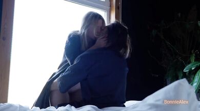 Risky Passionate Sex by the Window Cowgirl Choked Creampie