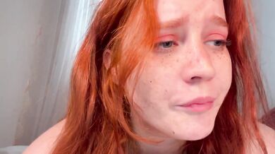 Russian redhead teen destroyed by huge dildo and brutal fingering