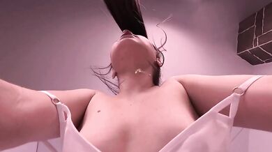 Puffed nipples moaning riding tiny tits on camera alone