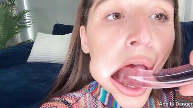 Two toys better than one Abella Danger wrecks her glistening soaked pussy with glass dildo