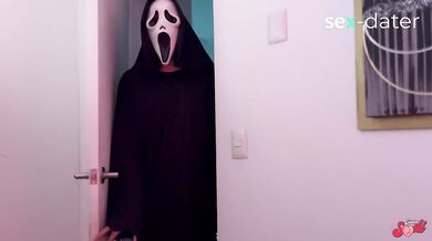 They came to scare her this Halloween now she’s screaming with a cock down her throat