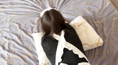Maid gets railed while cleaning big tits overflow with rough doggystyle cum