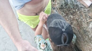 Stepdaughter gets gagged and ruined on a public beach