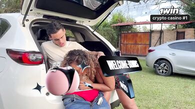 Ebony Colombian MILF takes a big dick in public creampie with her wet pussy stuffed full