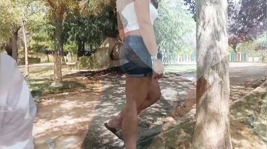 Public blowjob and sex in a park in Spain destroyed her gagging on his massive cock