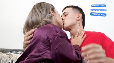 Colombian blonde swallows neighbor's cum while husband cuckolds out