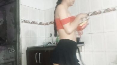 Raw Teen Latina Fucked Live in Kitchen while her Neighbors Recorded