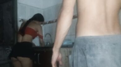 Raw Teen Latina Fucked Live in Kitchen while her Neighbors Recorded