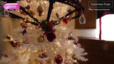 Christmas anal sex with an 18 year cute girl getting creampied hard by a big dick