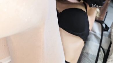 Polish blonde gagging on deep throated sloppy blowjob with fast handjob
