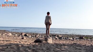 Public beach beast fucks tight wife raw with sloppy blowjob POV