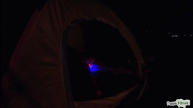 My wife woke up stranger fucking in the tent gagging on my big cock