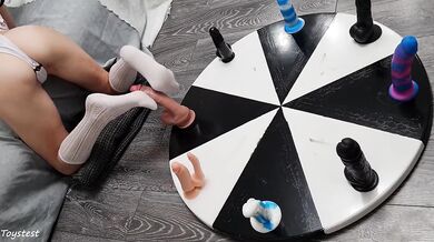 Wheel of dildos wrecked wife's tight ass with BBC and DP orgasm